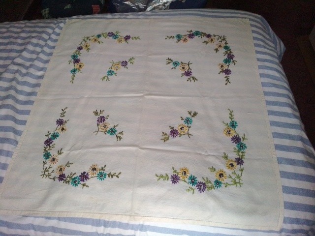 Embroidered square tablecloth